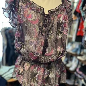 Twentyone Black and Pink Floral Blouse